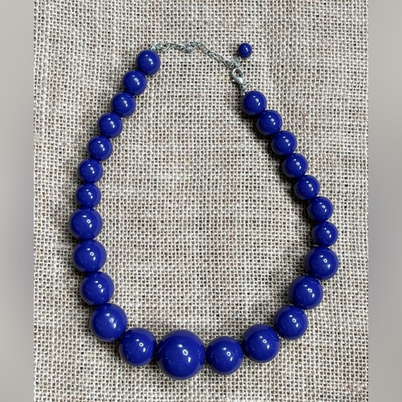 Jewelry - Graduated Blue Gumball Bead Necklace Jewelry Fun Whimsical Statement Old Money